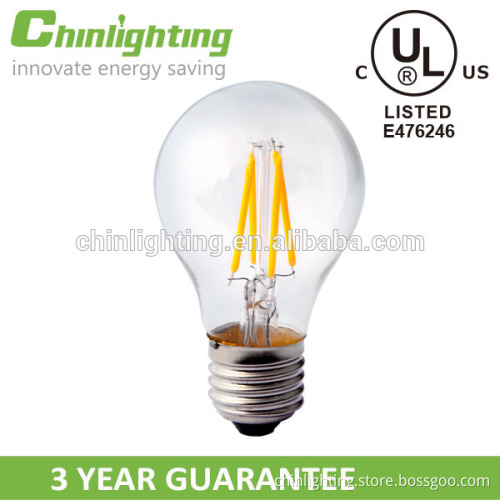 LED UL Listed A19 E27 2W/4W/6W/8W Dimmable LED Filament Bulb